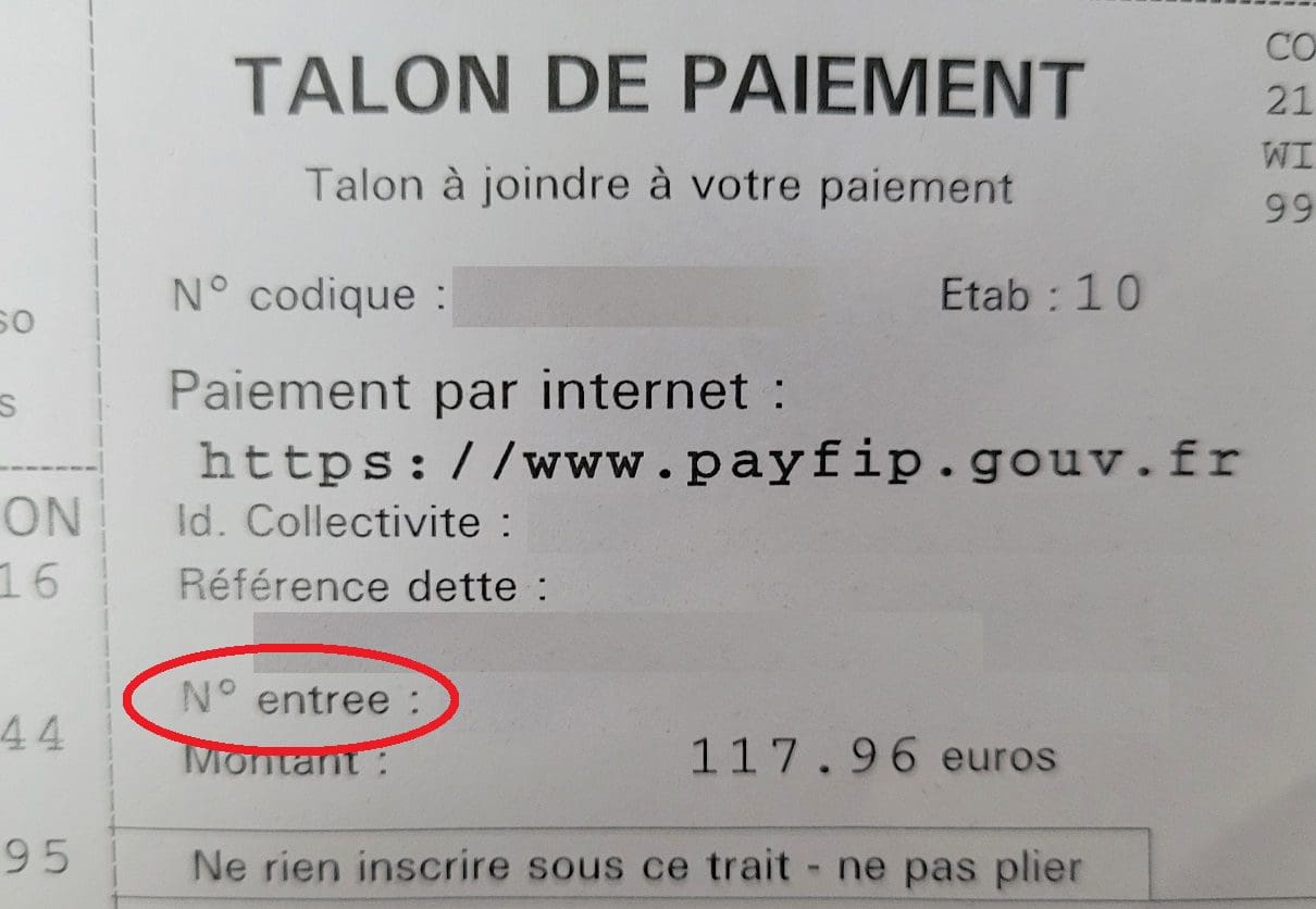 patient number on payfip hospital bill from france