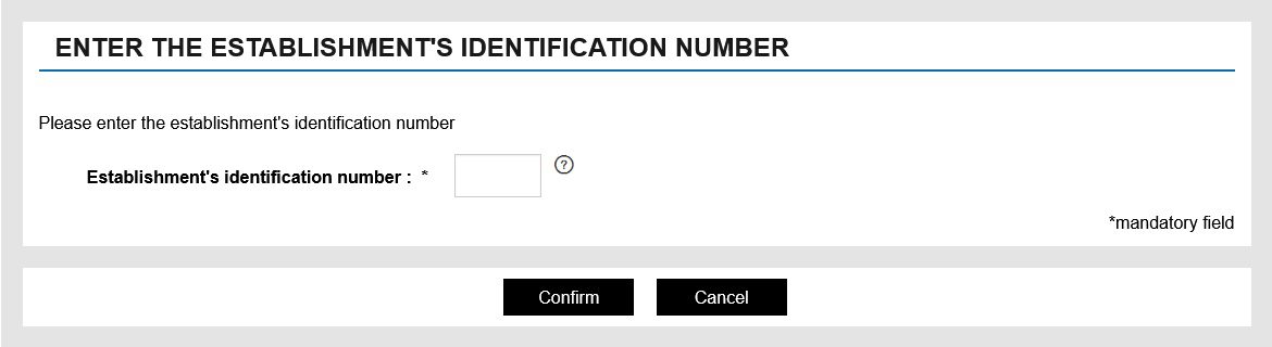 payfip establishments identification number screen