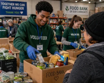 Volunteer on a rainy day